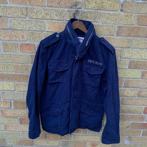 True Religion Utility Cargo Jacket Large Blue - Picture 6 of 6